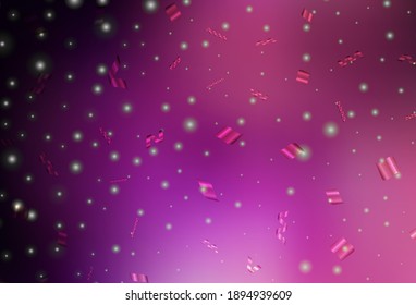 Dark Purple, Pink vector backdrop in holiday style. Abstract gradient illustration with colorful Christmas things. Smart design for promotion of university.