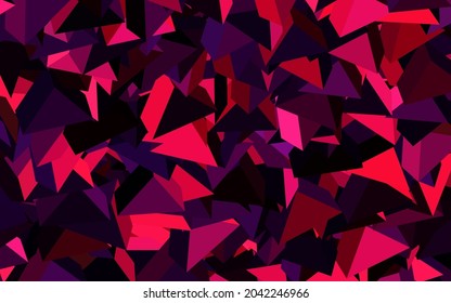 Dark Purple, Pink vector backdrop with lines, triangles. Glitter abstract illustration with triangular shapes. Modern design for your business card.