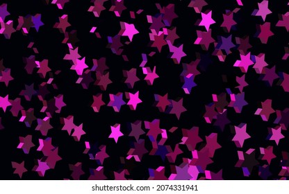 Dark Purple, Pink vector backdrop with small and big stars. Shining colored illustration with stars. Pattern for astronomy websites.