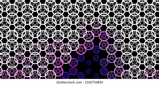 Dark Purple, Pink vector backdrop with mystery symbols. Illustration with magical signs of spiritual power. Background for esoteric, mystic designs.