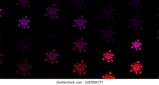 Dark purple, pink vector backdrop with virus symbols. Colorful abstract illustration with gradient medical shapes. Wallpaper for health protection.