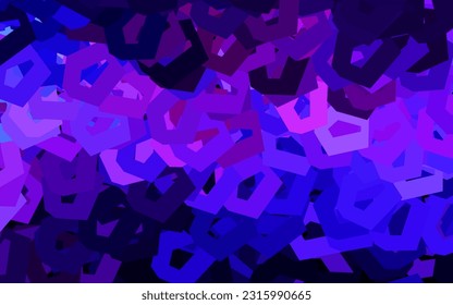 Púrpura oscuro, fondo vector rosado con hexágonos. Ilustración abstracta brillante en estilo hexagonal. Patrón de textura de papel pintado.