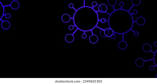 Dark purple, pink vector backdrop with virus symbols. Abstract illustration with biological gradient shapes. Simple drawing against danger fever.