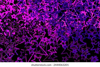 Dark Purple, Pink vector backdrop with small and big stars. Decorative shining illustration with stars on abstract template. Smart design for your business advert.