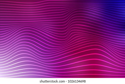 Dark Purple, Pink vector background with bent ribbons. Geometric illustration in Origami style with gradient.  The template for background of cell phones.