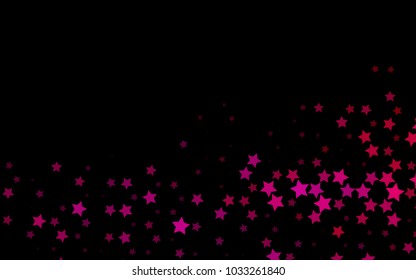 Dark Purple, Pink vector background with colored stars. Blurred decorative design in simple style with stars. Smart design for your business advert.