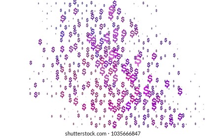 Dark Purple, Pink vector background with signs of dollars. Shining illustration with signs of dollars on abstract template. Smart design for your business advert of economic, wealth.