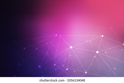 Dark Purple, Pink vector background with dots and lines. Decorative design in abstract style with triangle structure. New design for ad, poster, banner of your website.