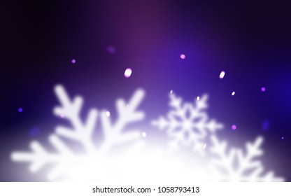 Dark Purple, Pink vector background with xmas snowflakes. Decorative shining illustration with snow on abstract template. The template can be used as a new year background.