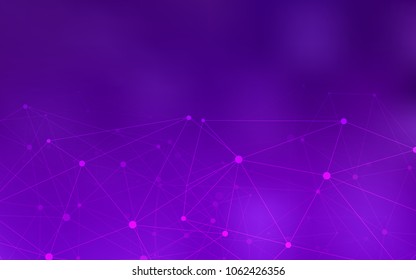 Dark Purple, Pink vector background with dots and lines. Colorful illustration with circles and lines in futuristic style. Pattern can be used for beautiful websites.