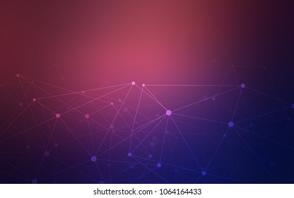 Dark Purple, Pink vector background with bubbles, lines. Colorful illustration with circles and lines in futuristic style. Pattern can be used for futuristic ad, booklets.