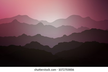 Dark Purple, Pink vector background with lamp shapes. Shining crooked illustration in mountain style. The elegant pattern for brand book.
