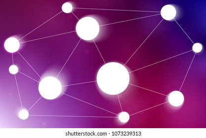 Dark Purple, Pink vector background with dots and lines. Colorful illustration with circles and lines in futuristic style. Pattern can be used for ads, leaflets.