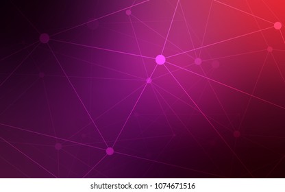 Dark Purple, Pink vector background with bubbles, lines. Design with connection of dots and lines on colorful background. Pattern can be used for ads, leaflets.