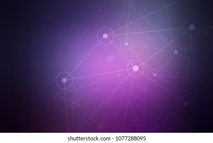 Dark Purple, Pink vector background with dots and lines. Design with connection of dots and lines on colorful background. Pattern can be used for futuristic ad, booklets.