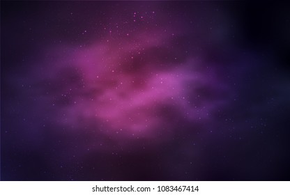 Dark Purple, Pink vector background with galaxy stars. Blurred decorative design in simple style with galaxy stars. Pattern for astrology websites.