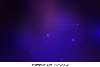 Dark Purple, Pink vector background with dots and lines. Modern abstract colorful illustration with spheres and lines. Pattern can be used for futuristic ad, booklets.