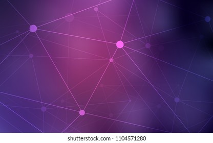 Dark Purple, Pink vector background with dots and lines. Modern abstract colorful illustration with spheres and lines. Pattern can be used for ads, leaflets.