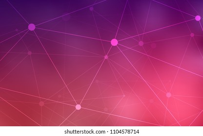 Dark Purple, Pink vector background with bubbles, lines. Abstract illustration with colorful discs and triangles. Pattern can be used as texture of wallpapers.