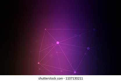 Dark Purple, Pink vector background with bubbles, lines. Design with connection of dots and lines on colorful background. Completely new template for your brand book.
