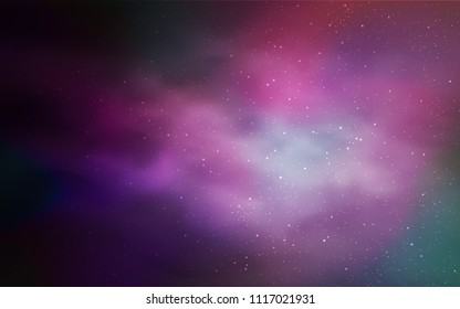 Dark Purple, Pink vector background with galaxy stars. Space stars on blurred abstract background with gradient. Pattern for futuristic ad, booklets.