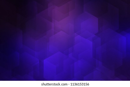 Dark Purple, Pink vector background with hexagons. Illustration with set of colorful hexagons. Pattern can be used for landing pages.