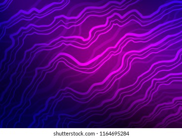 Dark Purple, Pink vector background with bent lines. Glitter abstract illustration with wry lines. Brand new design for your ads, poster, banner.