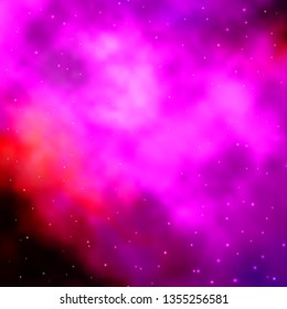Dark Purple, Pink vector background with small and big stars. Colorful illustration in abstract style with gradient stars. Best design for your ad, poster, banner.
