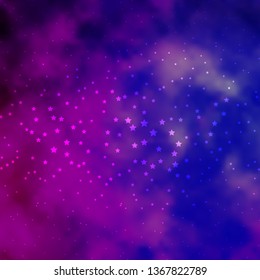 Dark Purple, Pink vector background with colorful stars. Modern geometric abstract illustration with stars. Theme for cell phones.