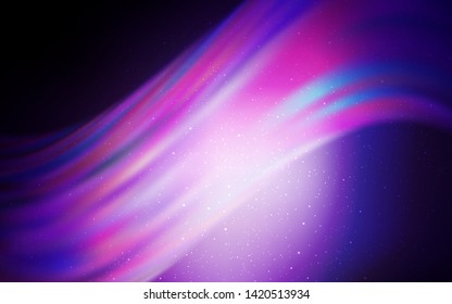 Dark Purple, Pink vector background with galaxy stars. Glitter abstract illustration with colorful cosmic stars. Best design for your ad, poster, banner.