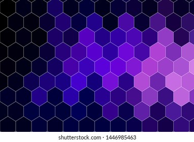 Dark Purple, Pink vector background with set of hexagons. Abstract illustration with colorful hexagons. New template for your brand book.