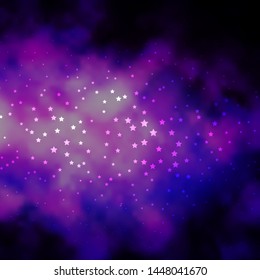 Dark Purple, Pink vector background with colorful stars. Decorative illustration with stars on abstract template. Design for your business promotion.