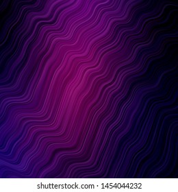 Dark Purple, Pink vector background with bent lines. Colorful illustration with curved lines. Template for cellphones.