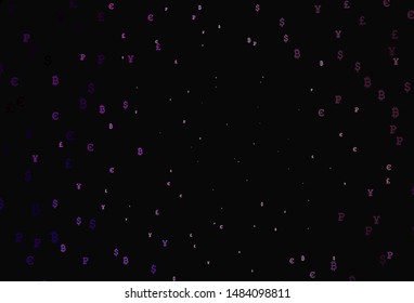 Dark Purple, Pink vector background with financial symbols. Colored symbols of currency on white background. Design for ad, poster, banner of money making.