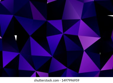 Dark Purple, Pink vector background with polygonal style. Illustration with set of colorful triangles. Template for wallpapers.