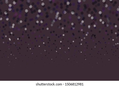Dark Purple, Pink vector background with beautiful snowflakes. Colorful decorative design in xmas style with snow. Template for a new year background.
