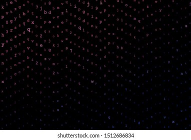 Dark Purple, Pink vector background with signs of alphabet. Blurred design in simple style with signs of alphabet. Smart design for promotion of university.