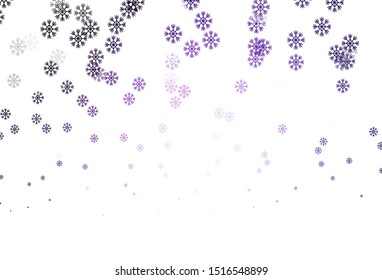 Dark Purple, Pink vector background with beautiful snowflakes. Modern geometrical abstract illustration with snowflakes. Template for a new year background.