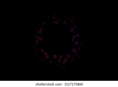 Dark Purple, Pink vector background with colored stars. Stars on blurred abstract background with gradient. Smart design for your business advert.