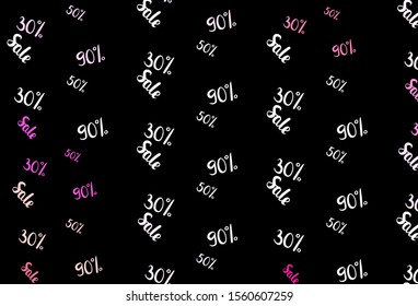 Dark Purple, Pink vector background with symbols of 30, 50, 90 % sales. Colorful set of  percentage signs in simple style. Template for season sales, shopping ads.