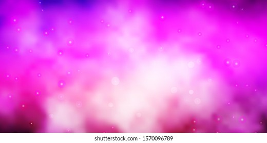 Dark Purple, Pink vector background with colorful stars. Colorful illustration in abstract style with gradient stars. Theme for cell phones.
