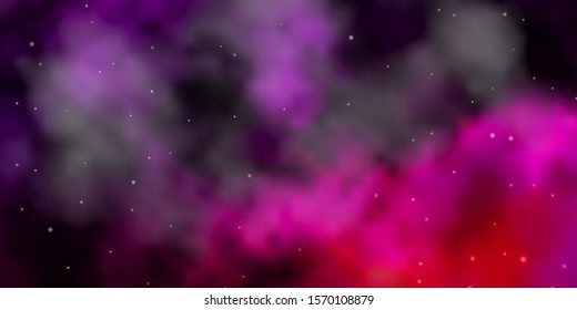 Dark Purple, Pink vector background with colorful stars. Blur decorative design in simple style with stars. Design for your business promotion.