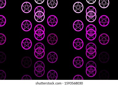 Dark Purple, Pink vector background with occult symbols. Retro design in abstract style with witchcraft forms. Background for esoteric, mystic designs.