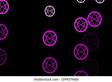 Dark Purple, Pink vector background with occult symbols. Abstract illustration with gothic gradient shapes. Simple base for your occult design.