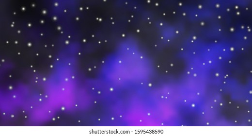 Dark Purple, Pink vector background with colorful stars. Blur decorative design in simple style with stars. Theme for cell phones.