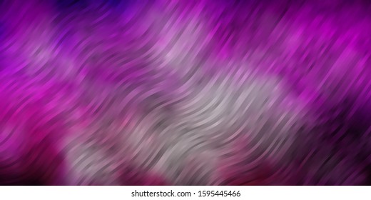 Dark Purple, Pink vector background with lines. Colorful geometric sample with gradient curves.  Pattern for commercials, ads.