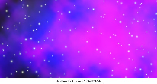 Dark Purple, Pink vector background with colorful stars. Colorful illustration in abstract style with gradient stars. Pattern for websites, landing pages.