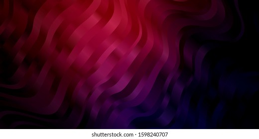 Dark Purple, Pink vector background with wry lines. Colorful abstract illustration with gradient curves. Pattern for websites, landing pages.