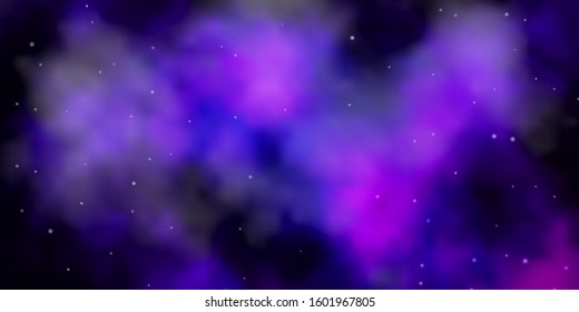 Dark Purple, Pink vector background with small and big stars. Decorative illustration with stars on abstract template. Theme for cell phones.