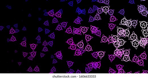 Dark Purple, Pink vector background with occult symbols. Abstract illustration with gothic gradient shapes. Simple design for occult depiction.